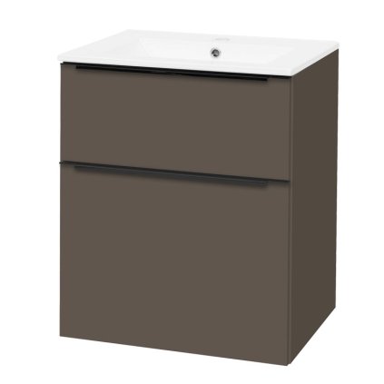 Mereo, Mailo, dulap baie cu chiuveta ceramica 61 cm, maner negru, MER-CN560B