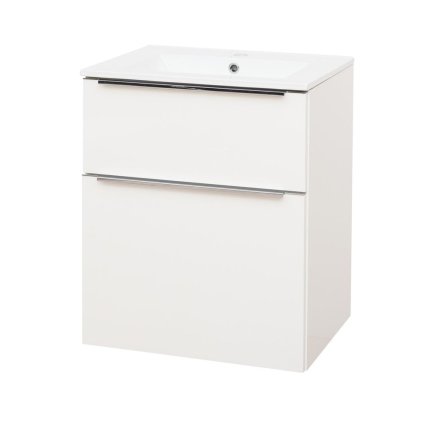 Mereo, Mailo, dulap baie cu chiuveta ceramica 61 cm, maner cromat, MER-CN510