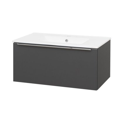 Mereo, Mailo, dulap baie cu chiuveta ceramica 81 cm, maner cromat, MER-CN536