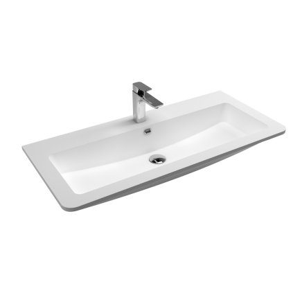 Mereo, Lavoar pentru mobila, 101x46,5x16 cm, marmura turnata, alb, MER-UCM10147