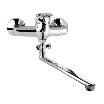 Mereo, Baterie de perete pentru apartament. miezuri, Sonata, cu brat plat 300 mm, fara accesorii, crom, MER-CB60204N