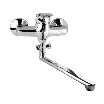 Mereo, Baterie de perete pentru apartament. miezuri, Sonata, cu brat plat 300 mm, fara accesorii, crom, MER-CB602A04N