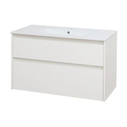265550 mereo opto kupelnova skrinka s keramickym umyvadlom 101 cm biela dub biela dub cierna mer cn912