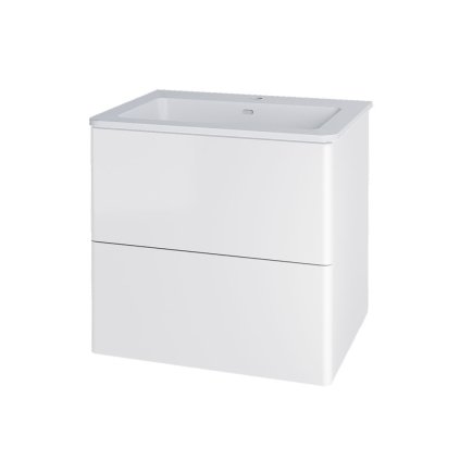 Mereo, Siena, Dulap de baie cu chiuvetă din marmură turnată 61 cm, MER-CN410M