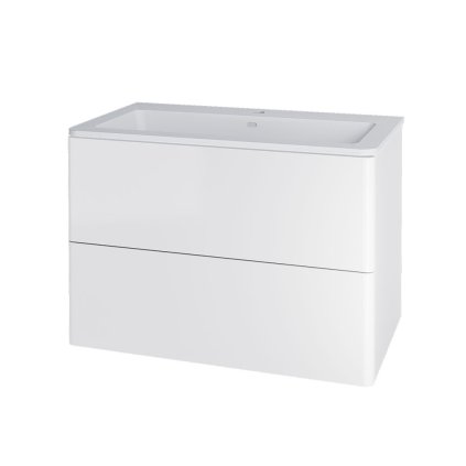 Mereo, Siena, Dulap de baie cu chiuvetă din marmură turnată 81 cm, MER-CN411M