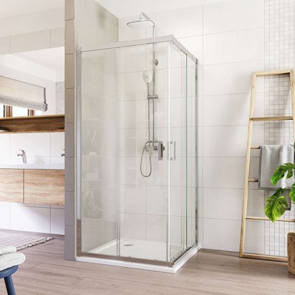Mereo, cabină de duș, LIMA, pătrat, crom ALU, sticlă transparentă, MER-CK608A53K