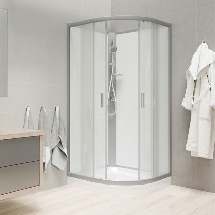 272049 1 mereo sprchovy box stvrtkruh bez striesky s vanickou r550 satin alu sklo point zadne steny biele mer ck35122kmw