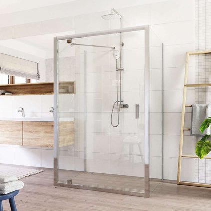 Mereo, cabină de duș LIMA, dreptunghiulară, semipivotată. usa, 2 x perete lateral, crom ALU, sticla transparenta 6 mm, MER-CK87853K