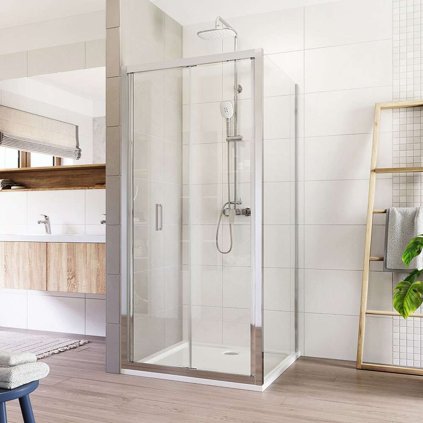 Mereo, Cabină de duș, LIMA, pătrat, crom ALU, sticlă transparentă, MER-CK86133K