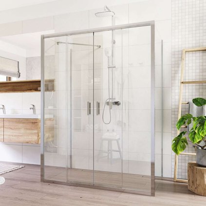 Mereo, Cabina de dus, Lima, dreptunghi U, inaltime 190 cm, crom ALU, sticla transparenta, MER-CK85933K