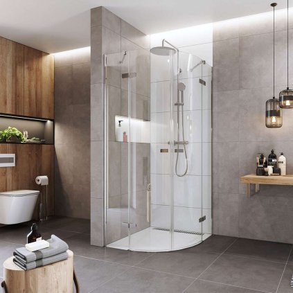 Mereo, Cabina de dus, Novea, R 550, 90x90x200 cm, cu balamale, crom ALU, sticla transparenta 6 mm, EC, MER-CK70101Z
