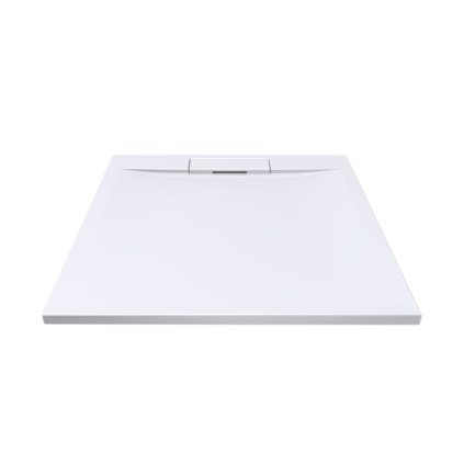 Mereo, Cadă de duș pătrată cu capac pătrat sif., 80x80x3 cm, incl. sif., fara picioare, marmura turnata, MER-CV41KS