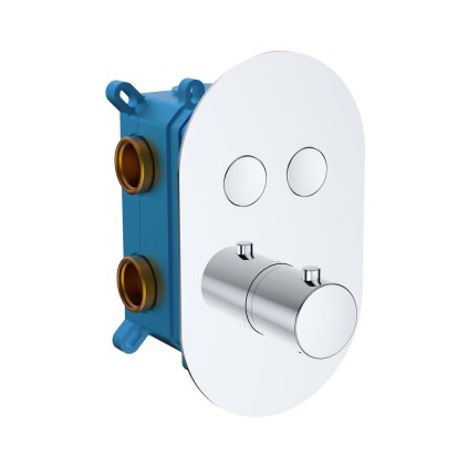 Mereo, robinet termostatic cu buton ascuns - 2 căi - capac oval, MER-CB60106TB