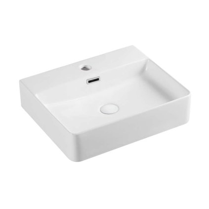 Mereo, Chiuvetă pe blat și pe perete cu preaplin, 500x420x125 mm, ceramică - se trimite prin colet, MER-UC504212P