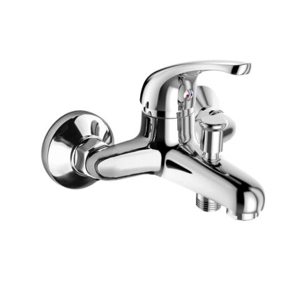 Mereo, Baterie pentru cada montata pe perete, Liliac, fara accesorii, crom, MER-CBEE901A03