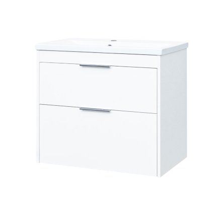 Mereo, Vigo, dulap baie cu chiuveta ceramica 81 cm, alb, stejar, MER-CN312