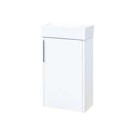 Mereo, Vigo, dulap baie cu chiuveta ceramica, 41 cm, alb, stejar, MER-CN340
