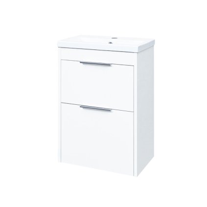 Mereo, Vigo, dulap baie cu chiuveta ceramica, 51 cm, alb, stejar, MER-CN310