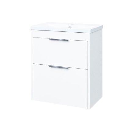 Mereo, Vigo, dulap baie cu chiuveta ceramica, 61 cm, alb, stejar, MER-CN311