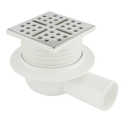 Mereo, Sifon de pardoseală, lateral, 100x100 mm, cu grilă din oțel inoxidabil, MER-PR7020C