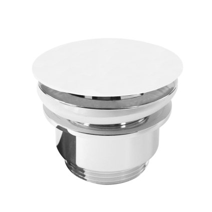 Mereo, priza neînchidere integral metalică fără preaplin cu blat ceramic alb, crom. alamă, ø 5/4", MER-CH06B