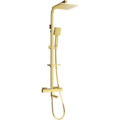 Mexen - Set de duș CQ45 cu robinet termostatic Cube, auriu, 779104595-50