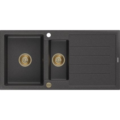 229956 mexen andres granitovy drez 1000x500x200 mm 1 5 komorovy cierna skvrnita so zlatym sifonom 6515101510 76 g