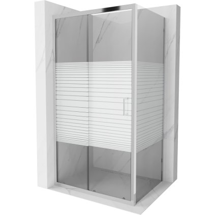 Mexen Apia, cabină de duș cu ușă glisantă 115 (uşă) x 90 (perete) cm, sticlă cu dungi incolore 6 mm, profil cromat, 840-115-090-01-20