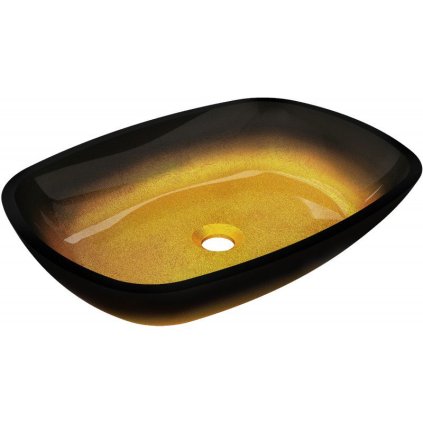 Mexen Araks, chiuvetă blat din sticlă 54 x 39,5 x 11 cm, auriu închis, 24155451