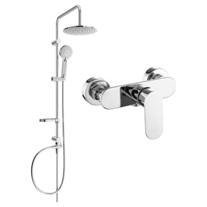 Set de duș Mexen Carl cu duș cu efect de ploaie și robinet de duș Milo, crom, 71340240-00