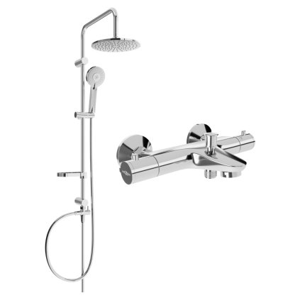 Mexen Carl, set de duș cu duș cu efect de ploaie și robinet termostatic pentru baie NOX, crom, 77350240-00