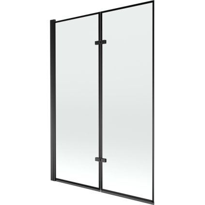 Mexen Castor, paravan de baie cu 2 aripi 120 x 150 cm, model sticla transparenta-negru de 6 mm, profil negru, 892-120-002-70-70