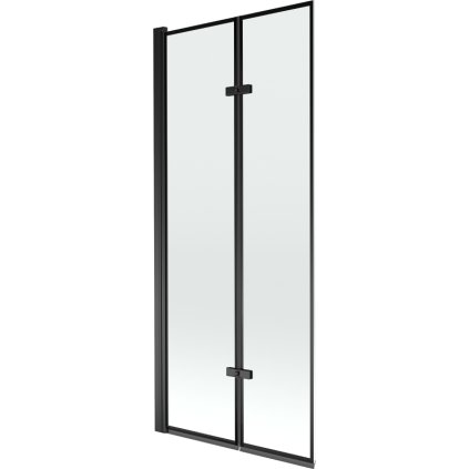 Mexen Castor, paravan de baie cu 2 aripi 80 x 150 cm, model sticla transparenta-negru de 6 mm, profil negru, 892-080-002-70-70