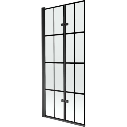Mexen Castor, paravan de baie cu 2 aripi 80 x 150 cm, model sticla transparenta-negru de 6 mm, profil negru, 892-080-002-70-77