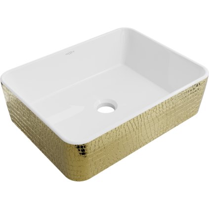 Mexen Catia, chiuveta blat 48x37x14 cm, model alb lucios-auriu, 21314808