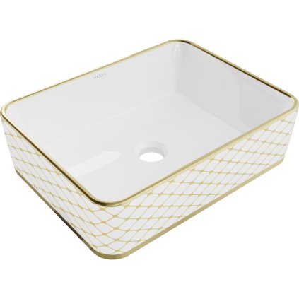 Mexen Catia, chiuveta blat 48x37x14 cm, model alb lucios-auriu, 21314809