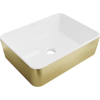Mexen Catia, chiuveta blat 48x37x14 cm, model alb lucios-auriu, 21314817