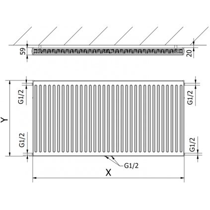 350597 5 mexen cc11 panelovy radiator 500 x 900 mm spodne stredove pripojenie 717 w cierna w6c11 050 090 70