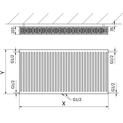352895 5 mexen cc22 panelovy radiator 500 x 400 mm spodne stredove pripojenie 570 w cierna w6c22 050 040 70