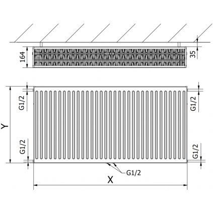 354401 mexen cc33 panelovy radiator 900 x 900 mm spodne stredove pripojenie 2864 w cierna w6c33 090 090 70