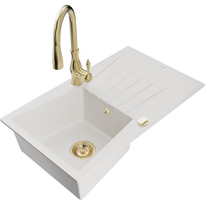 241932 mexen cesar 1 komorovy granitovy drez 775x470x190 mm a drezova bateria savita biela 6514 20 672601 50