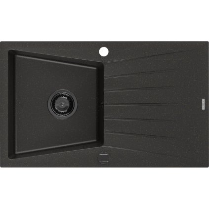 Mexen Cesar, chiuveta granit 775x470x190 mm, 1 camera, negru-auriu metalic cu sifon negru, 6514771010-75-B