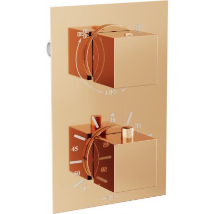 Mexen CUBE - baterie de duș ascunsă cu 2 ieșiri, aur roz, 77502-60