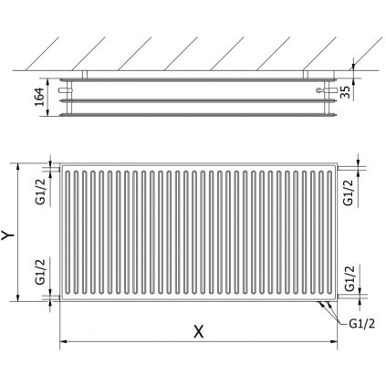 358793 mexen cvh30 hygienicky panelovy radiator 400 x 1500 mm spodne pripojenie 1644 w biela w630h 040 150 00