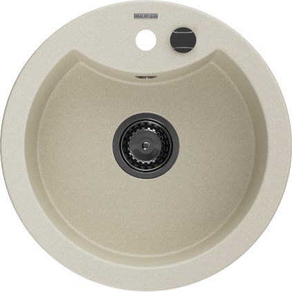 Mexen Diego, chiuvetă din granit 488x488x167 mm, 1 cameră, bej cu sifon negru, 6512481000-69-B