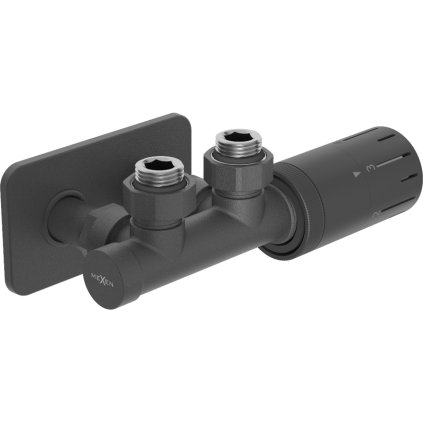 Mexen Duplex G05, set termostatic coltar cu capac patrat S, DN50, antracit, W907-958-910-66
