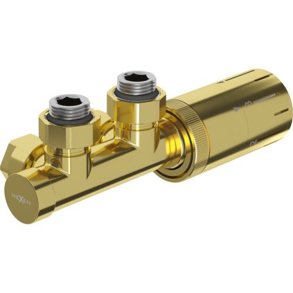 Mexen Duplex G05, set termostatic unghiular, DN50, auriu lucios, W907-958-50