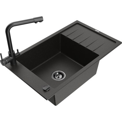 235419 mexen elias 1 komorovy granitovy drez s odkvapkavacom 795x480x200 mm a cierna bateria duero cierna zlata metaliza 6511 75 671600 70 b