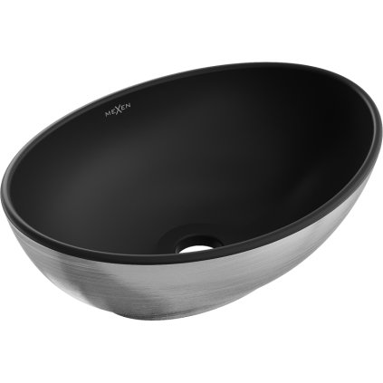 Mexen Elza, chiuveta ceramica blat 405 x 330 mm, model negru mat-argintiu, 21014023