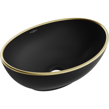 Mexen Elza, chiuvetă blat ceramică 405 x 330 mm, margine neagră mat-aurie, 21014025